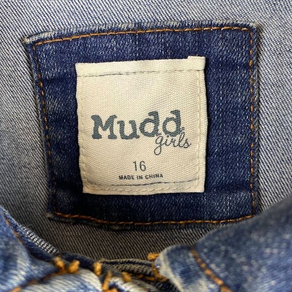Mudd Girls Denim Jacket Size 16 Button Front Cropped - Picture 4 of 9